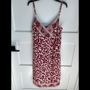 Ann Taylor Red And White Lined Summer Sundress SZ 4 Side Zipper